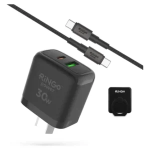 Cargador Ringo 30w Ultra Rápido Certificado Usb-C + Cable 60w C-C Para Samsung Iphone Motorola Xiaomi